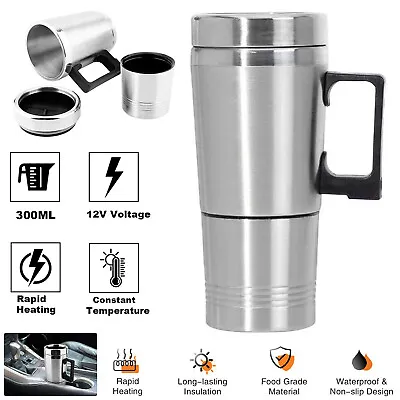 300ml Electric Car Travel Kettle 12V Stainless Steel Car Water Heating Bottle • £12.96