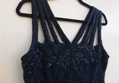 £25.95 • Buy STUNNING AFTER SIX By RONALD JOYCE BLACK BEADED EVENINGCOCKTAIL DRESS SMALL UK10