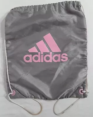 $7.97 • Buy Adidas Sackpack Backpack Pink / GRAY Drawstring SPORT GYM Light Weight