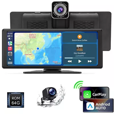 10.26  IPS Touch Screen Wireless Carplay Portable Car Stereo Android Auto+Camera • £80.99