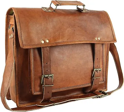 Handmade Leather Briefcase 16 Inch Leather Messenger Bag For Men And Women • $76.46