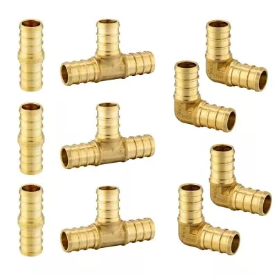 10 PCS EFIELD 1/2  PEX Crimp Brass Fittings Elbow Coupling TeeLead Free • $11.59