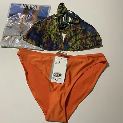 New H&M / Kiniki Ladies Orange Tan Through Top Bikini Swimwear Set Size 10 • $18.95