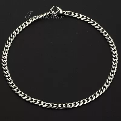 3MM 9  Curb Cuban Link Anklet Bracelet Silver Stainless Steel Chain For Unisex • $7.99