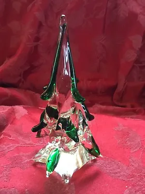 FLAWLESS Stunning MURANO Italy Art Glass Twist Tiered CHRISTMAS TREE Green Tips • $155