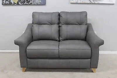 G Plan Riley Texas Charcoal Leather Static 2 Seater Sofa RRP £2110 (Small Sofa) • £950