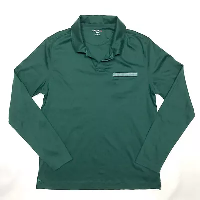 Untuckit Green Damaschino Long Sleeve Pocket 1 Button Polo Shirt Mens Medium • $19.99