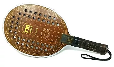  Vintage Marcraft Classic Paddle Ball Racket Metal Edge Leather Grip • $29.99