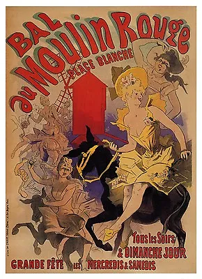 ART NOUVEAU Vintage Print Poster Painting MOULIN ROUGE Framed Canvas France • $58.71