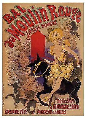 Moulin Rouge French Print Art Painting Satin Poster For Glass Frame 36  X 24  • $16.15