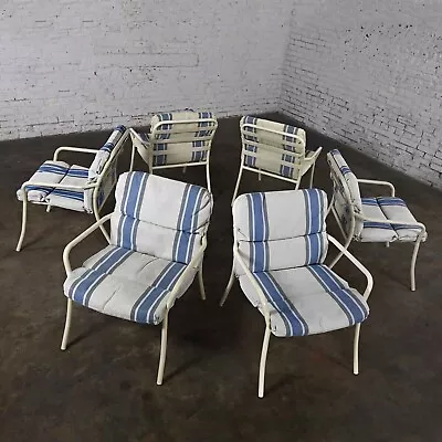 MCM Tropitone Outdoor Chairs With Vinyl Straps & Cushions Set Of 6 • $2495