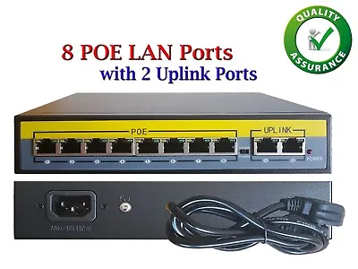 8 Channel 2 PoE Switch Ethernet 10/100 Mbps Network 10 PORT Hub For CCTV IP NVR • £25.20