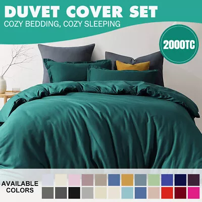 $26.99 • Buy 2000TC Ultra Soft Quilt Doona Duvet Cover Set Single/D/Queen/Super King Size Bed