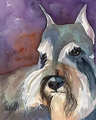 Miniature Schnauzer Art Print Signed By Artist Ron Krajewski Painting 8x10 Dog • $19.50