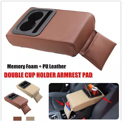 Car SUV Armrest Pad Cup Holder Center Console Storage Box Pu Leather Cushion Mat • $39.19