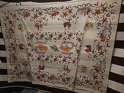 Vintage Madeira Souvenir Tablecloth Made In Portugal 79 X 57   Vibrant Colors • $20