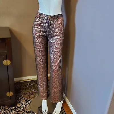 VERA CRISTINA Gold & Brown Python Print Jeans Size 6 • $35