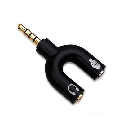 3.5mm Stereo TRRS 4-Pole Plug To Mic & Headset Jack IPhone Audio Adapter - Black • $4.99