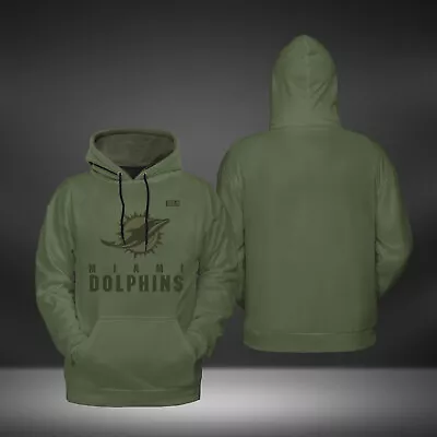 Miami Dolphins Football Salute To Armed Services Military Green Hoodie Fanmade • $43.90