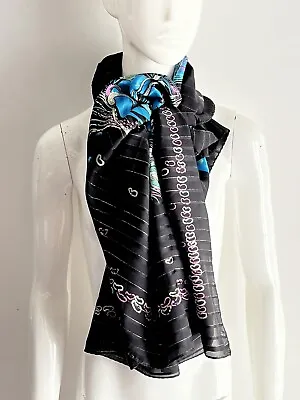 Valentino Stola Press Peacock Maxi Scarf Silk Chiffon Organza Cm. 150x115 • £36.03