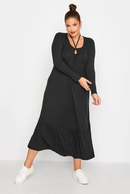 £20 • Buy Yours Curve Plus Size Keyhole Tie Neck Midaxi Dress