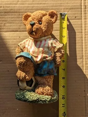 Vtg Collectible Bear Bank Figurine Soccer Player 10” Resin Room Home Decor • $28.50