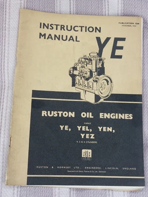 £12.50 • Buy Vintage Ruston & Hornsby Oil Engines Instruction Manual 1952..ye, Yel, Yen, Yez