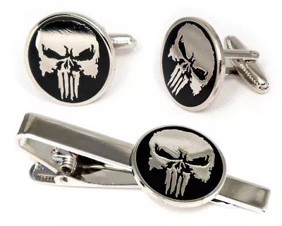 The Punisher Cufflinks Netflix Daredevil Tie Clip Comic Book Cuff Links Men Gift • $9.95