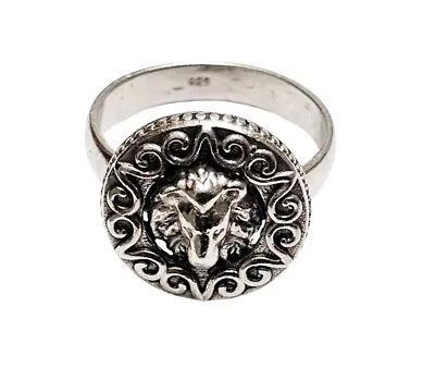 Vintage Lion Leo Zodiac Astrology 925 Sterling Silver Ring Sz 8.5 5g • $39.99