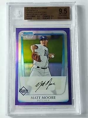 2011 Bowman Chrome Purple Refractor Matt Moore Rc Rookie Bgs 9.5 Gem Mint #/799 • $24.99