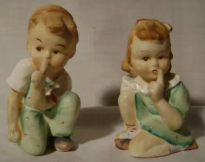 2 Vintage 1950s Maruri Japan Girl And Boy Shhh Figurines • $20