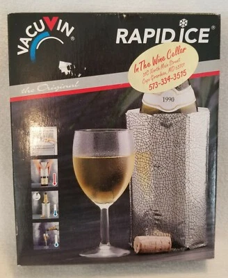 $9.59 • Buy VACU VIN Rapid Ice Wine Drink Cooler Wine Chiller Silver Crackle 5 Min Chill