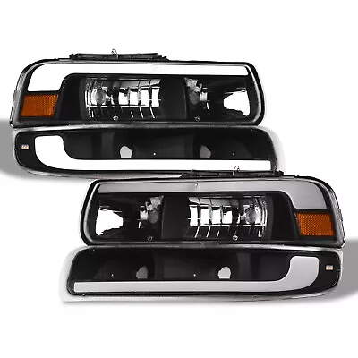 Topline For 99-02 Silverado/00-06 Suburban/Tahoe LED Strip Headlights+Bumper Blk • $118