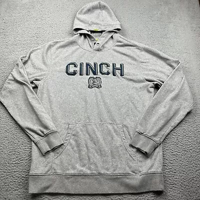 Cinch Hoodie Mens Large Gray Collegiate Embroidered Spellout Pullover Western • $34.99