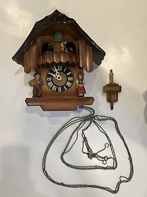 German Made Hubert Herr  Cuckoo Clock Chalet 1960s Dancers  Sur Les Vagues • £132.98