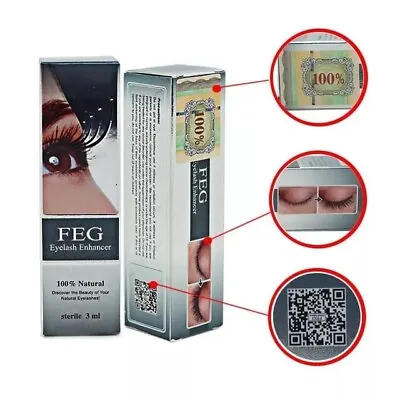 FEG Rapid Growth Eyelash Serum EyeLash Enhancer Brush Liquid EyeLash Oil 3ml -UK • £5.95