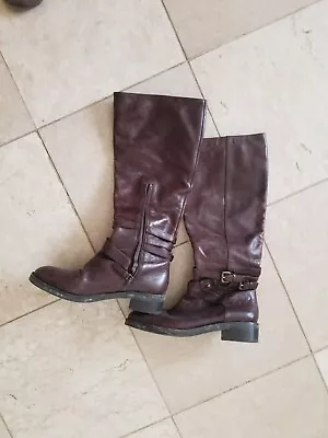 Via Spiga Gabrielle Knee High Brown Tall Leather Riding Boots 5.5 • $59