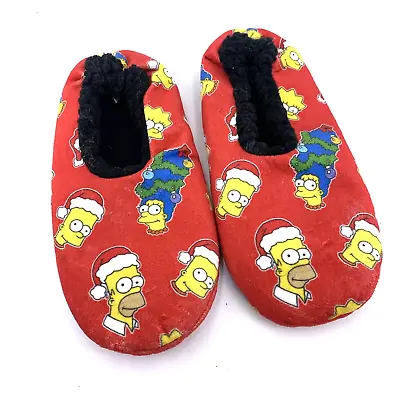 Simpsons Slippers Christmas Family Slipper Socks Red Womens Sz 9 Men 7.5 • $13.99