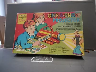 VINTAGE Chad Valley GIVE A SHOW PROJECTOR Toy 16 Cartoon Slides 112 Pictures • £45