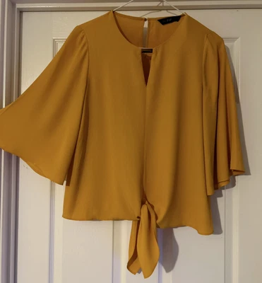£2 • Buy ***mustard Yellow Angel Sleeve Tie Top Size 12***