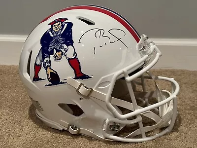 TOM BRADY Autographed  Full Sized Authentic Patriots Throwback Helmet FANATICS • $890