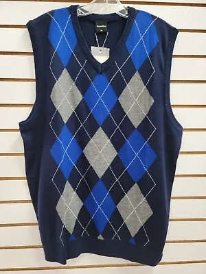 Regal Wear Argyle Sweater Vest Size XL New With Tags Navy Grey Royal Blue  • $15