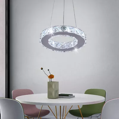 Modern Chandelier LED Crystal Pendant Lamp Round Ceiling Light Hanging Light • $45.99