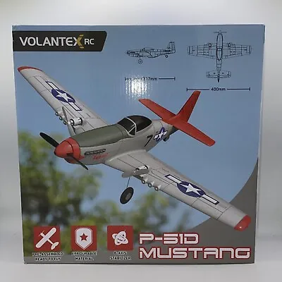 VOLANTEXRC P51D Mustang 2Ch RC Flying Airplane W/Xpilot Stabilizer RTF RED PLANE • $74.99