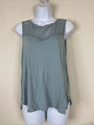 H&M Womens Size M Blue Knit Lace Embellished Blouse Sleeveless • $9.06