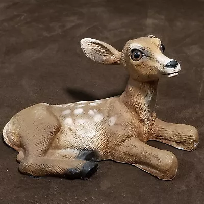 Resting Vtg Fawn Deer Lawn Ornament Made In Usa Resin Sculpture • $24.95