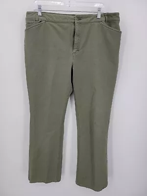 J Jill Out Of The Blue Pants Womens 16 Green Stretch Denim Straight Leg Casual • $19.04