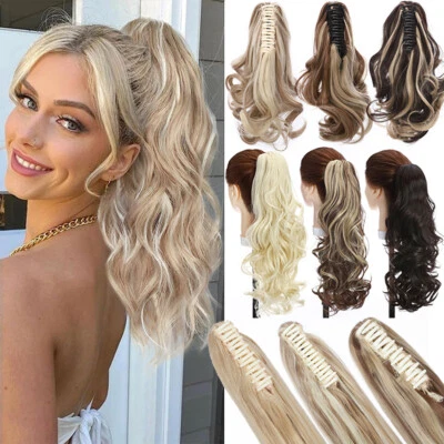 £12.71 • Buy UK Extra Thick Hair Jaw Claw Ponytail Hair Piece Clip In Pony Tail Real As Human