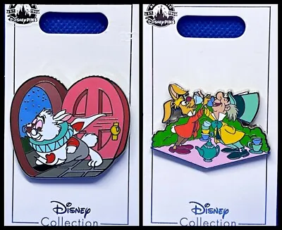 Disney Parks 2 Pin Lot Alice White Rabbit + Hare & Mad Hatter - NEW • $17.99