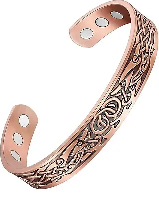 Chunky Copper Pewter Finish Bio Magnetic Bracelet / Bangle Celtic Knot Design • £9.85